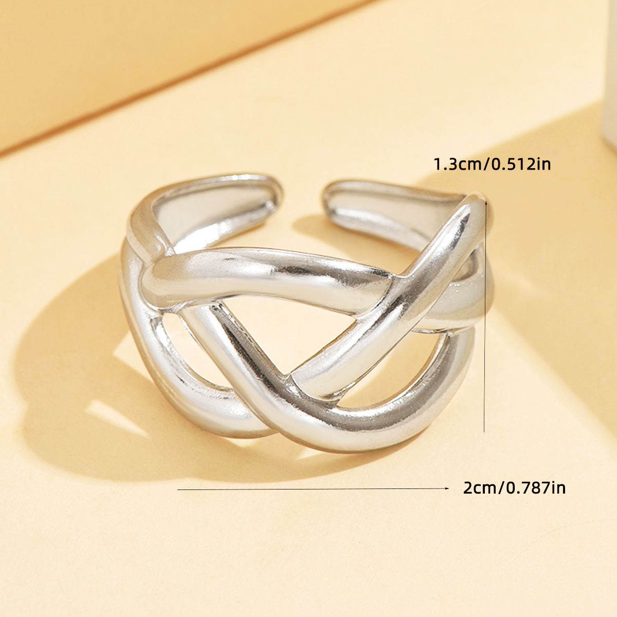 304 Stainless Steel Retro Hollow Woven Open Ring